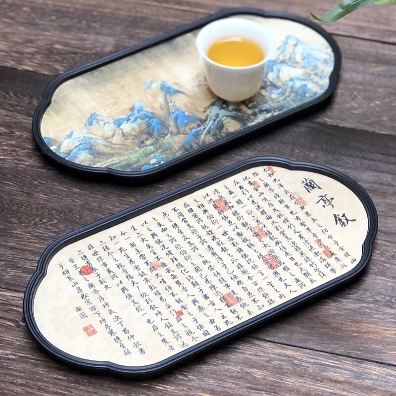 中式复古兰亭序托盘茶盘拍照道具美食摄影摆件茶叶点心直播间布景