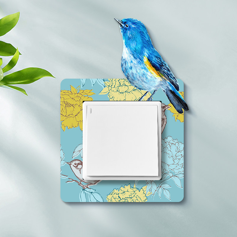 新中式油画花鸟开关装饰贴86盒卡通客厅插座边框套简约静物开关贴,家居饰品,开关贴,淘宝优惠券,粉丝福利购,淘宝优惠卷