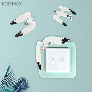 创意亚克力海鸥开关贴简约3d卡通装饰贴插座立体边框套墙壁遮丑贴