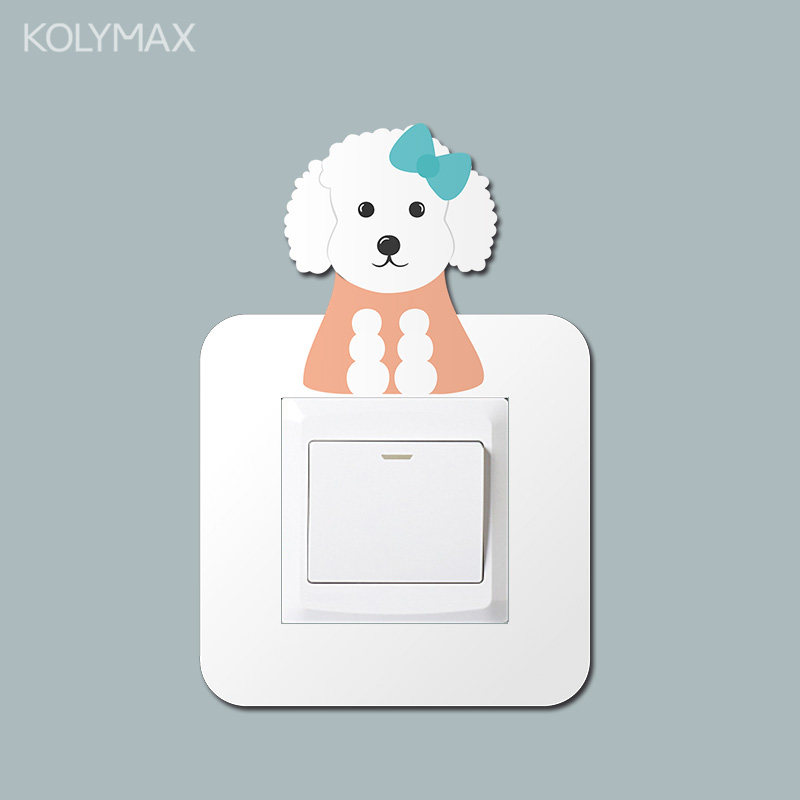 泰迪狗开关贴儿童房灯插座卡通装饰墙贴亚克力创意开关边框保护套,收纳整理,开关防尘贴,淘宝优惠券,粉丝福利购,淘宝优惠卷