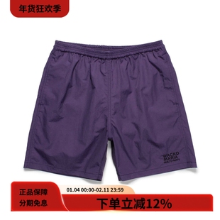 WACKO MARIA 25SS BOARD SHORTS紫色轻薄速干尼龙宽松休闲短裤