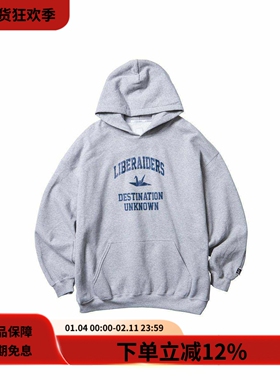 Liberaiders 24FW COLLEGE LOGO HOODIE水洗宽松印花套头帽衫卫衣