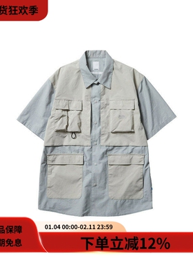 #HPT#Liberaiders 22SS UTILITY SHIRT灰色多袋户外宽松短袖衬衫