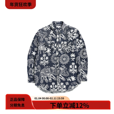 EG复古宽松刺绣牛仔丹宁长袖衬衫