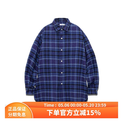 nanamica法兰绒宽松格纹长袖衬衫