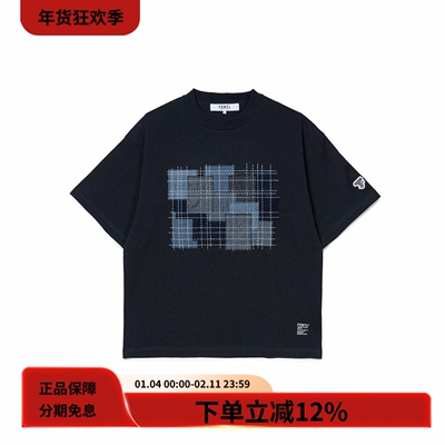 FDMTL纯棉刺子绣宽松圆领短袖T恤