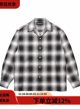 WACKO MARIA 25FW OPEN COLLAR SHIRT渐变格纹开领宽松长袖衬衫