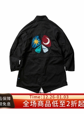 #HPT#Liberaiders 22SS FIELD COAT黑色宽松刺绣中长款鱼尾风衣男