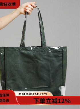 #HPT#SONG FOR THE MUTE 22SS墨绿色绿色牛仔布手提托特包男女