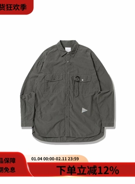 and wander 24FW CORDURA LS shirt户外灰色速干透气宽松长袖衬衫