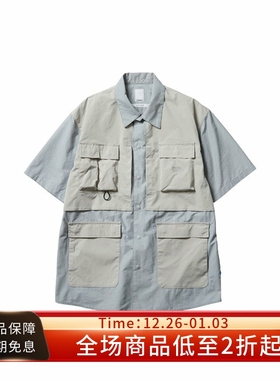 #HPT#Liberaiders 22SS UTILITY SHIRT灰色多袋户外宽松短袖衬衫
