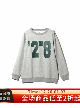 SOUTH2 WEST8 24FW Sweat Shirt浅灰色宽松印花圆领套头运动卫衣