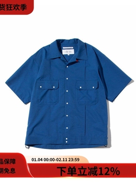 #HPT#F/CE.22SS OVERSIZED SHIRT蓝色透气防水宽松开领短袖衬衫男