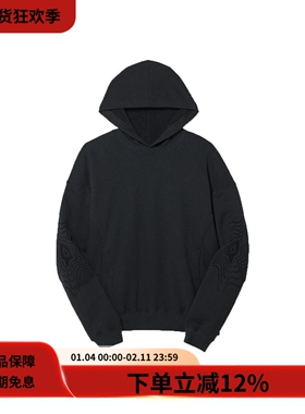 ASICS NOVALIS BIXANCE HOODIE黑色纯棉假两件连帽套头卫衣帽衫