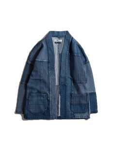 JACKET复古水洗蓝染宽松道袍开衫 FDMTL HAORI 24SS PATCHWORK