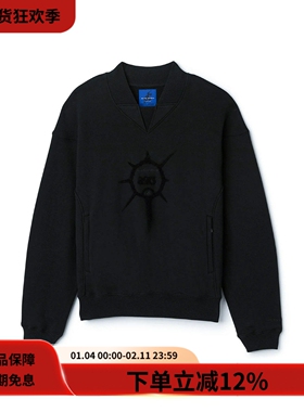 KIKO NOVALIS系列SWEATSHIRT黑色刺绣毛圈布宽松套头运动衫卫衣