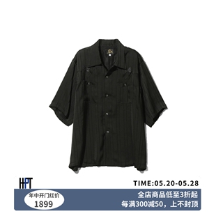 Shirt黑色复古条纹宽松开领短袖 Cowboy One 24SS 衬衫 needles