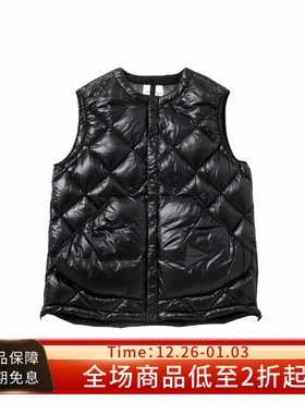 and wander 25FW Down Vest黑色菱形缝线轻薄保暖防水羽绒马甲