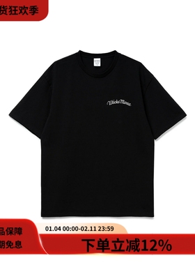 WACKO MARIA 25FW HEAVY WEIGHT黑色水洗纯棉印花宽松圆领短袖T恤