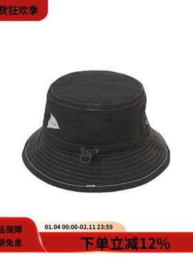 and wander 25FW PE/CO Hat户外防水透气黑色遮阳渔夫帽盆帽