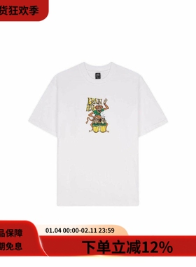 Brain Dead 24FW BONGO BRAIN TEE街头潮流白色纯棉印花宽松T恤
