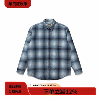 Metalwood格纹保暖宽松长袖衬衫