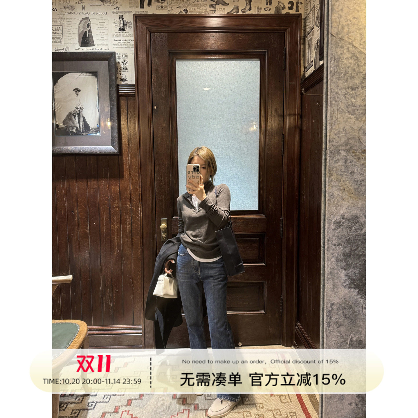 Rouqiu肉球小个子 新年专属百搭蓝猫须磨破牛仔裤长裤女2024新款