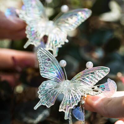 新中式古风幻彩蝴蝶流苏汉服发夹