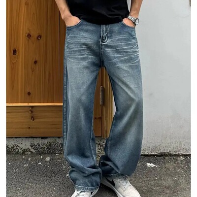 【Mark马克】冬季加绒洗水做旧休闲男士男生显腿长百搭美式牛仔裤