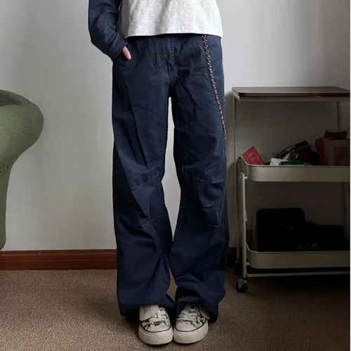 FAUncle【水洗褶皱】藏青灰工装休闲裤裤直筒百搭做旧高级男女款