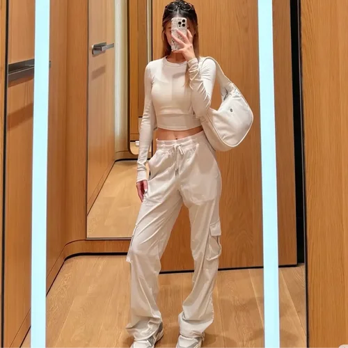 夏季工装长裤Dance Stud速干裤透气丢丢裤女夏季速干工装裤女轻薄