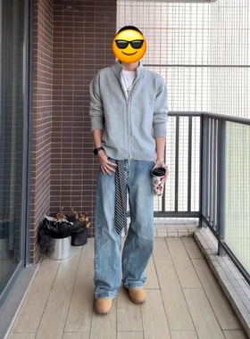 RIMO「冰蓝水洗 cleanfit」13OZ复古做旧牛仔裤男冬宽松直筒A字裤