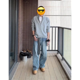 RIMO「冰蓝水洗 cleanfit」13OZ复古做旧牛仔裤男冬宽松直筒A字裤