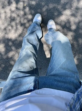 Pansk工作室Pansk潘舒克夏季美式高街vibe裤子修身直筒弯刀微喇裤