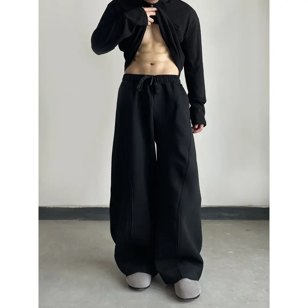 DAY NY解构弯刀阔腿休闲秋季卫裤男女宽松百搭剪裁设计感长裤子,女装/女士精品,卫裤,淘宝优惠券,粉丝福利购,淘宝优惠卷