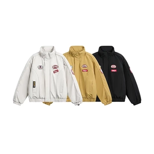 Vs what「飞行报告」徽章刺绣解构立领棉服男女冬季情侣保暖棉衣