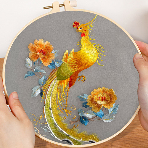 苏绣diy套件初学者蚕丝线凤凰