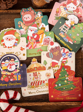 圣诞贺卡3d立体贺卡感恩节卡节日卡片圣诞节小卡片merry christmas感恩祝福卡手写礼物留言卡烫金贺卡明信片