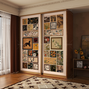 复古衣柜翻新贴纸高级感中古风装饰卧室柜子玻璃门贴画自粘加厚