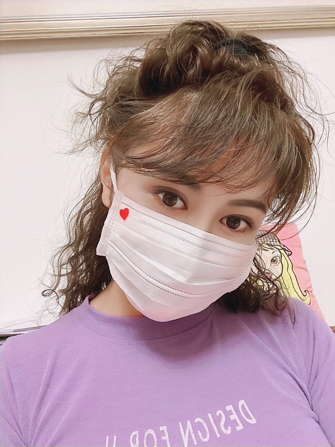 川航专用白色带小心心红色贴纸可爱装饰红心印花空姐同款爱心口罩