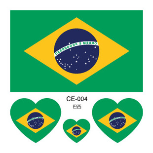 巴西国旗帜Flag of Brazil脸贴一次性贴纸足球助威加油活动国际日