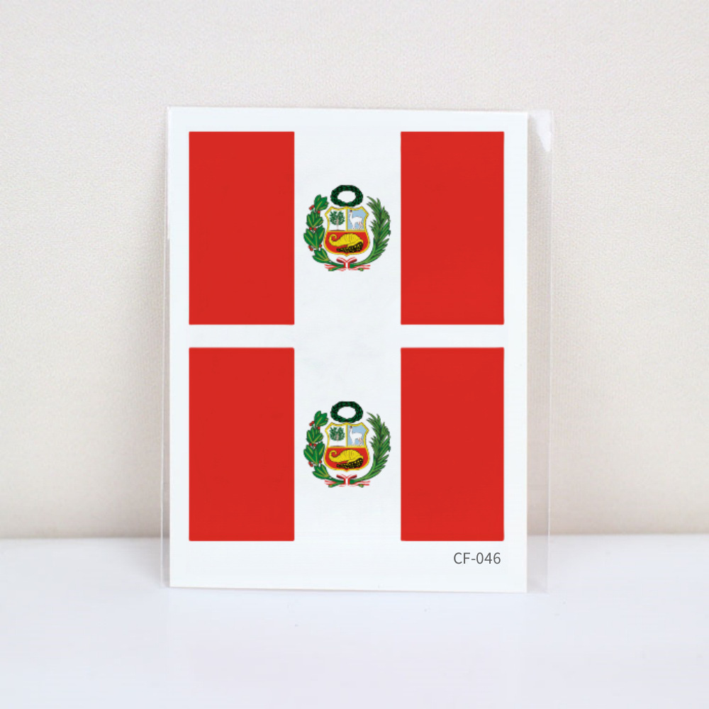 秘鲁PERU国旗帜世界杯脸贴纸一次性球迷足球装饰文化节活动学校