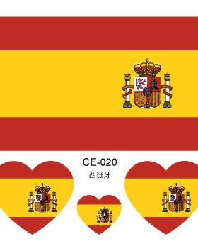 西班牙国旗元素spain一次性脸贴纸足球活动国家队装饰文化布置