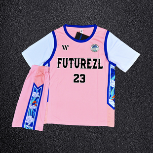 2026新款短袖篮球服女生套装粉色球衣假两件T恤训练队服班服订制