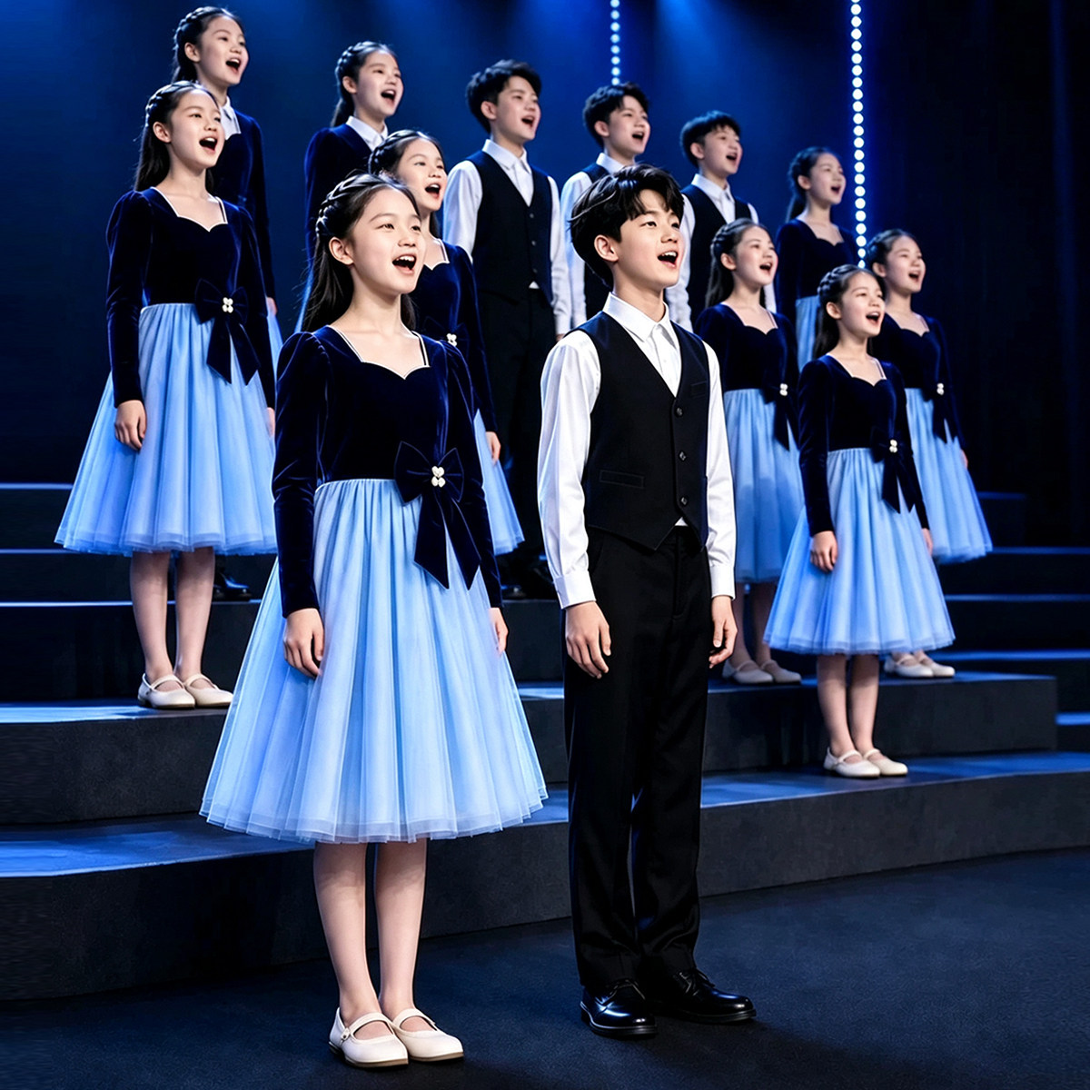 乐扑扑男女中小学生合唱演出服