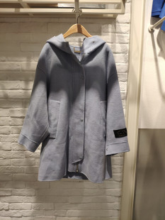 米蔻百家好秋冬新韩连帽羊毛呢中长款女式大衣外套B-HTCA720E