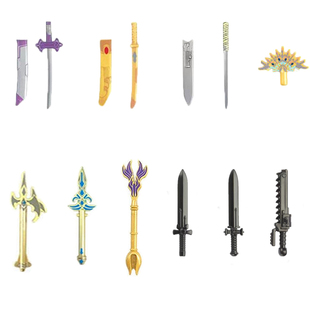 我的世界人仔史蒂夫拼装乐兼容高积木三叉戟剑重火力武器装备玩具