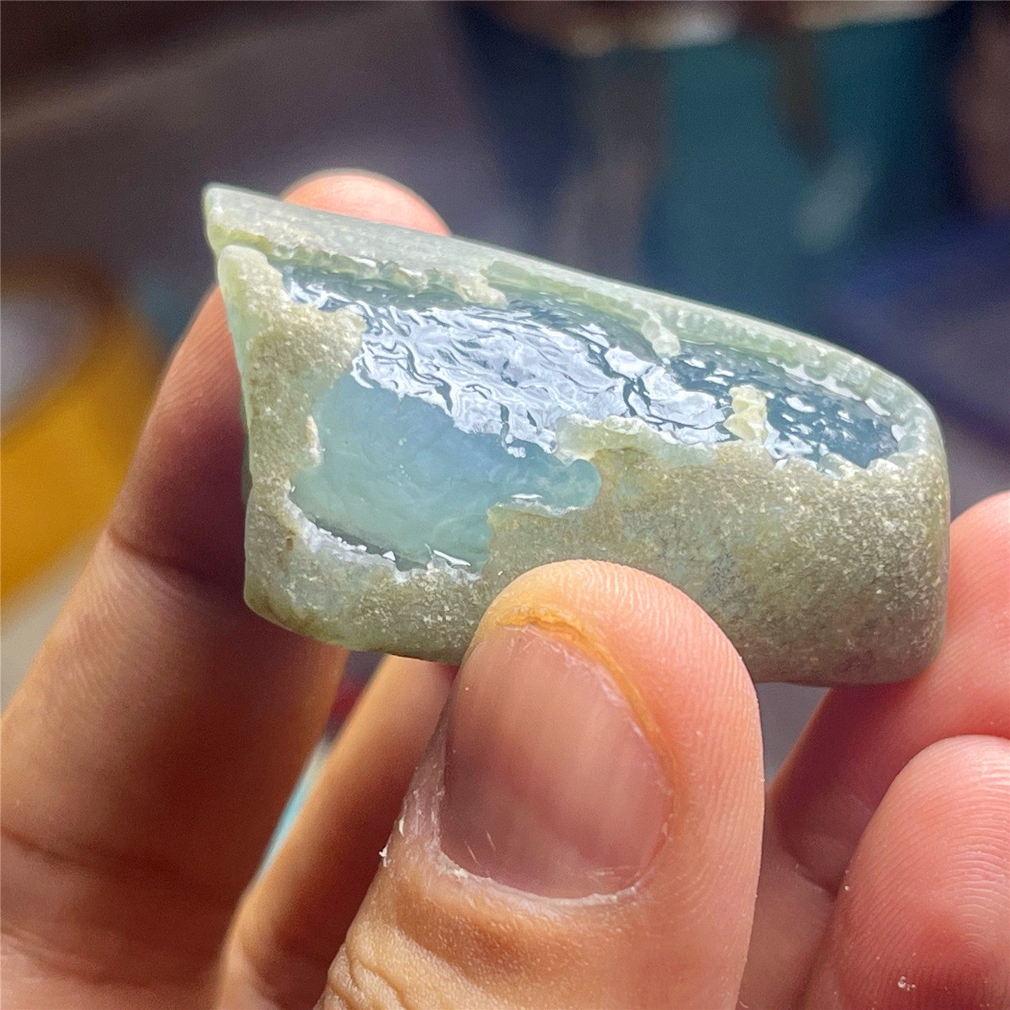 天然老坑翡翠玉石南奇敞口小精品料肉质细腻高冰飘花表现罡味十足