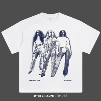 【ABCMJ】自制Beyonce碧昂斯CC2025同款重磅纯棉宽松短袖