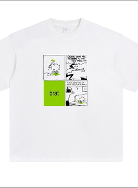 【ABCMJ】charliXCX洗茶brat周边T恤美式纯棉宽松重磅短袖